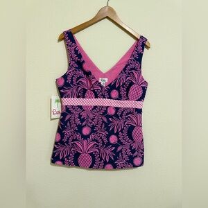 Lilly Pulitzer Southlake Print Bright Navy Sami Sleeveless Top